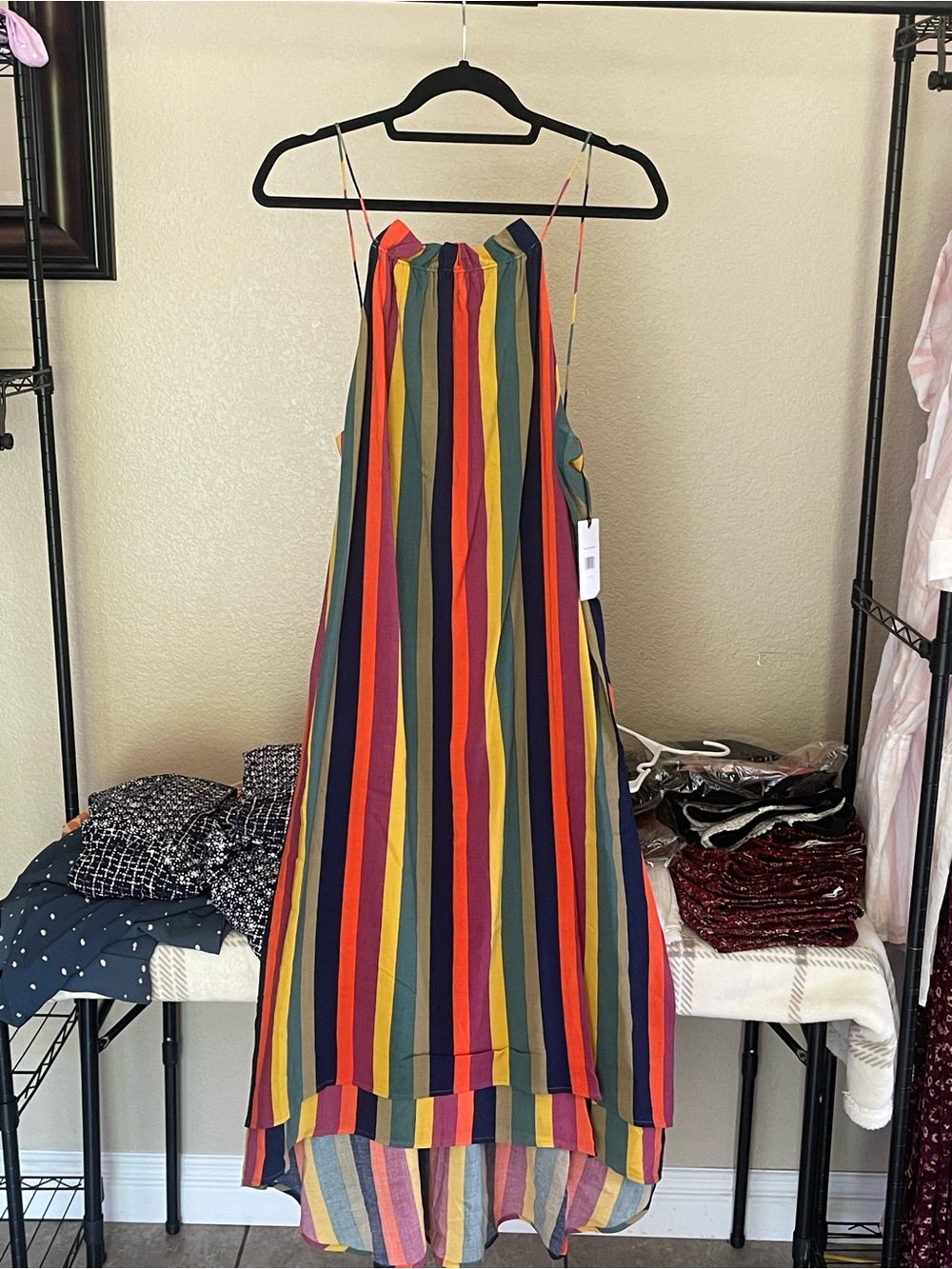 Womans Multicolor Rainbow Stripe Sundress - Unbranded